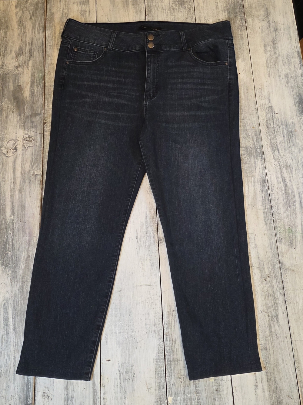 Truth + Theory Women’s Dark Blue Straight Ankle Cropped Jeans Sz 16